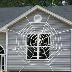 Giant 10Ft Halloween Horror Rope Spider Web Outdoor Decor Black White Party Prop