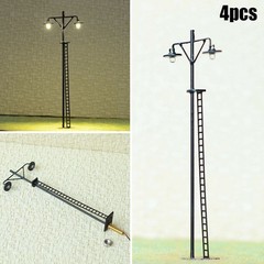 4 X HO Scale LED Yard Light Model Train Railroad Street Station Lamp-Post