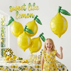 Lemon foil Balloons Summer lemonade with leaves Balloons for Fruit theme birt…