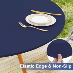 Fitted Round Fabric Tablecloth, Elastic, Waterproof, Oil Proof, Easy Care