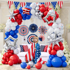 161Pcs Red White and Blue Balloons Arch Garland Kit with Exploding Hollow Star F