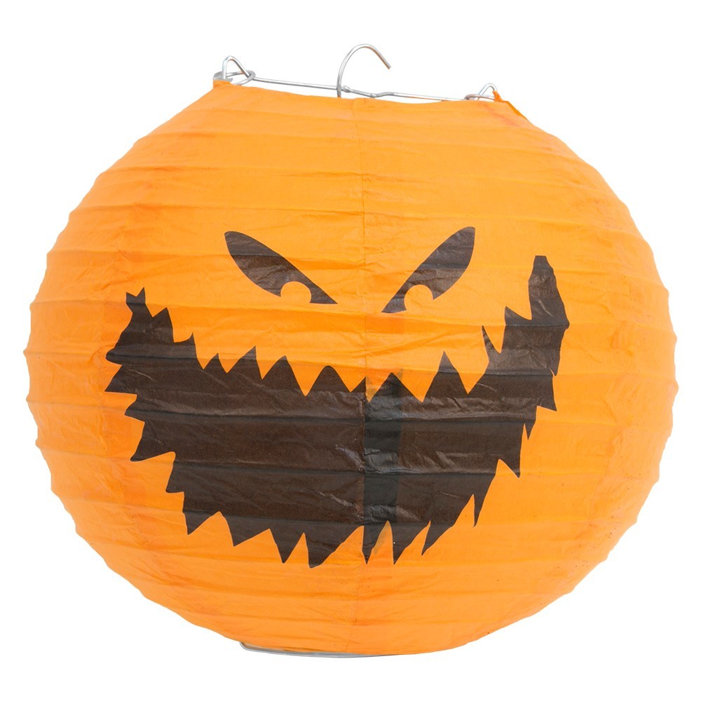 2Pcs Halloween Hanging Decoration 20cm Creepy Pumpkin Face Paper Lantern Decor
