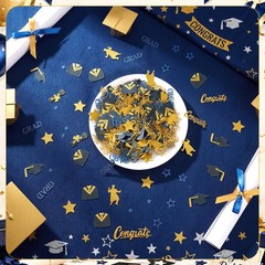 300 PCS Blue Black Gold Graduation Confetti 2026 Class of 2026 Decor