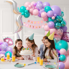 138 Uds. Arco de globos de sirena decoraciones para fiesta de cumpleaños