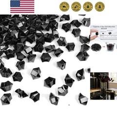 150PCS Fake Ice, Black Decorations Vase Fillers, Black Plastic Gems Aquarium …