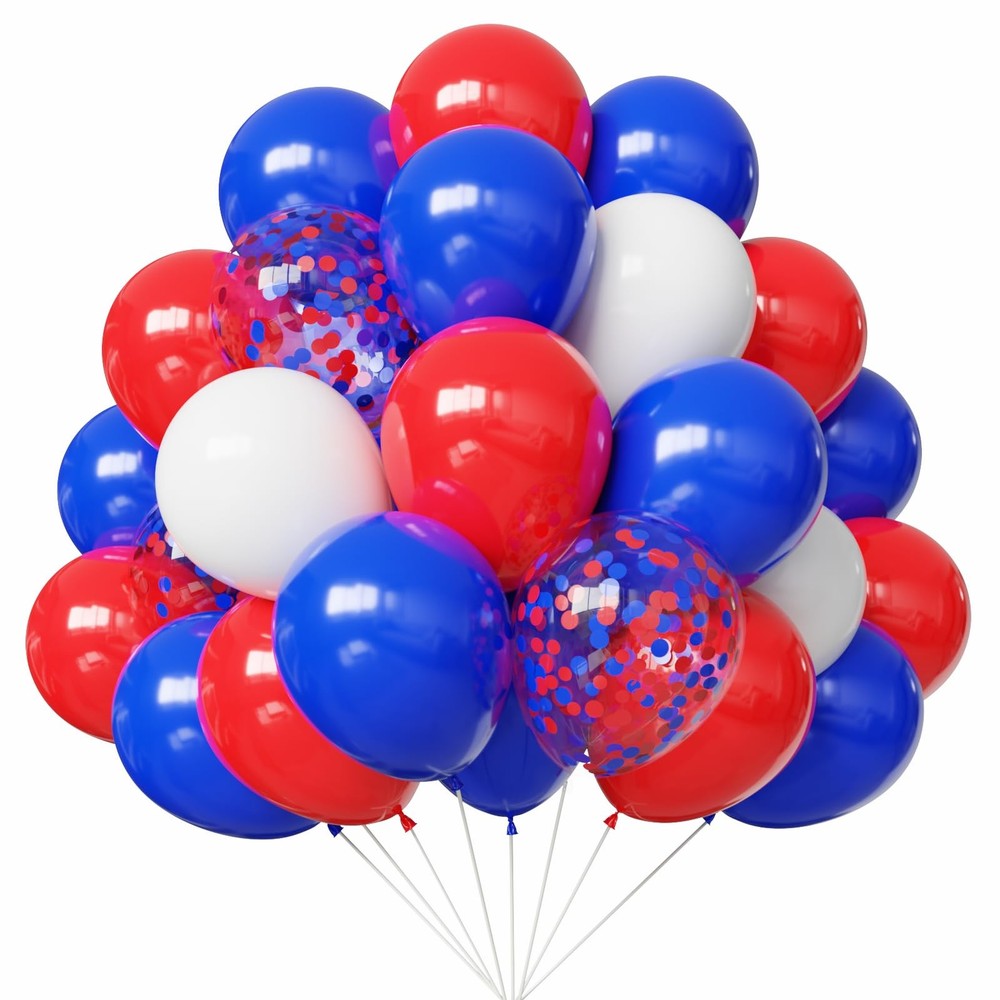 Red White and Blue Balloons, 67pcs 12 Inch Red White and Royal Blue Balloon 4t