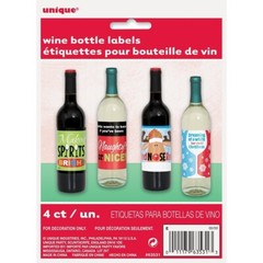 Christmas Holiday Beverage Wine Bottle Labels 4 Ct Party