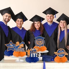 12pcs Graduation Table Decorations,Orange and Blue Graduation Decorations Gra…