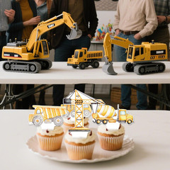 48Pcs Construction Cupcake Toppers Construction Birthday Party Dump Truck Theme