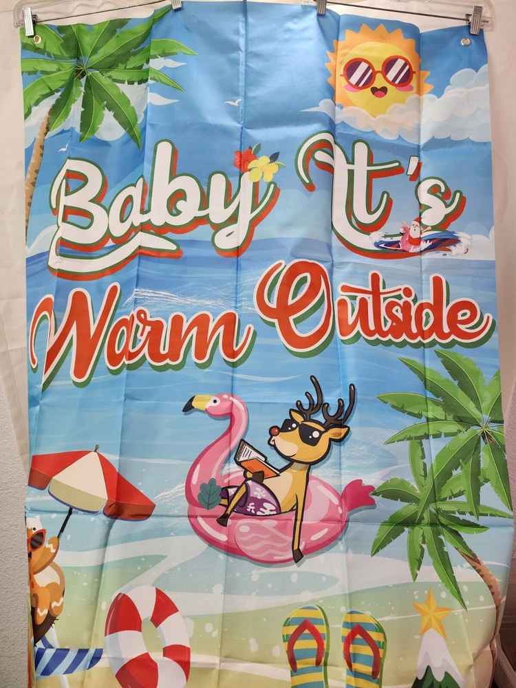 Summer Christmas Backdrop Decorations Baby It’s Warm Outside Banner