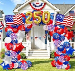 104 PCS Red White and Blue Balloon Garland Arch Kit, 4Th of July Balloon Arch Ki