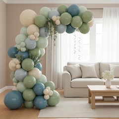 Sage Green Dusty Blue Balloons, 60Pcs 12 Inch Sage green Dusty blue Light Gre…