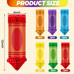 12 Pcs Crayon Classroom Decorations Back to School Hanging Paper Lanterns Presch