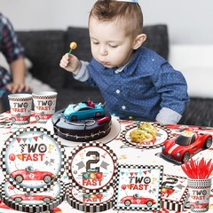 Two Fast Birthday Party Supplies, 42pcs Race Car 2nd Birthday Decorations Tab…