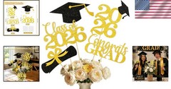 Graduation Decorations 2026 Table Centerpieces 20PCS Black Gold Confetti