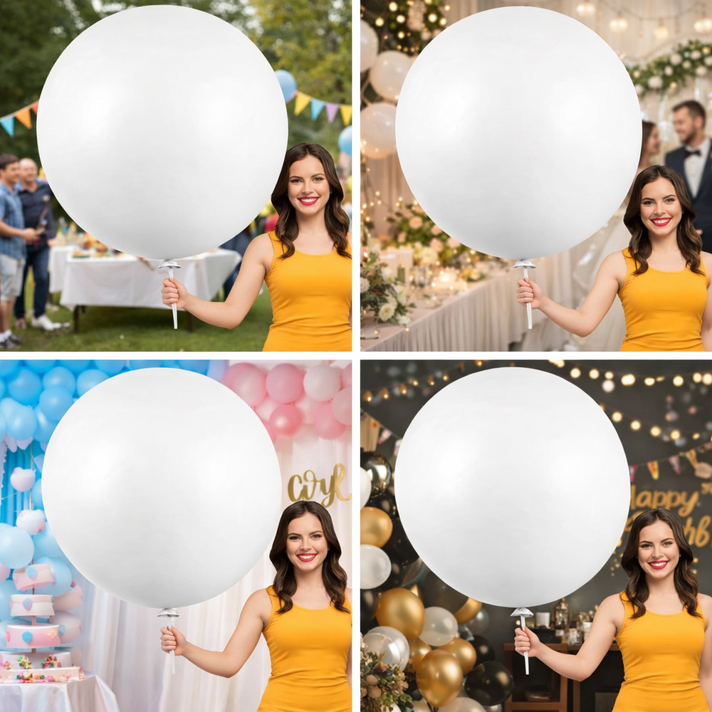 Rubfac 120pcs White Latex Balloons 36″ Jumbo Party Wedding Birthday Decor Set