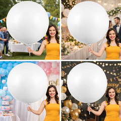 Rubfac 120pcs White Latex Balloons 36″ Jumbo Party Wedding Birthday Decor Set