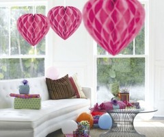 Decoration Honeycomb Heart Pink 30cm