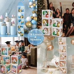 Clear Balloon Boxes with 78 Letters for Custom Names – 5PCS Baby Shower & Party