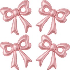 4 Pcs Pink Bow Balloons, 31”Huge Bow Aluminum Foil Balloons for Birthday, Bab…