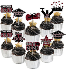 48 Pack Graduation Cupcake Toppers Class of 2026 Graduation Party Decorations,Le