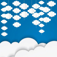5Pcs White Clouds Paper Garland, 49Ft Hanging Garlands 3D Cloud Party Banner for