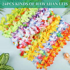 Tropical Hawaiian Leis Decorations (24Pcs) for Luau Party Decor & Summer Themes