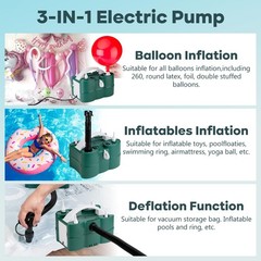 Balloon Pump , 3-in-1 Portable Automatic Dual Nozzle Inflator 110V with Tying…