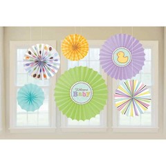 Tiny Bundle Polka Dot Stripes Rubber Duck Baby Shower Party Fan Decorations