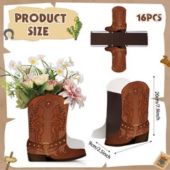 16 Set Brown Western Cowboy Boots Flower Boxes Centerpiece Boot Shape Boxes D…
