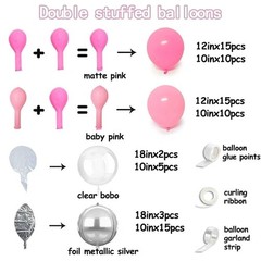 Pink Silver Balloon Garland Light Pink Balloon Arch Kit with Clear Bobo Ballo…