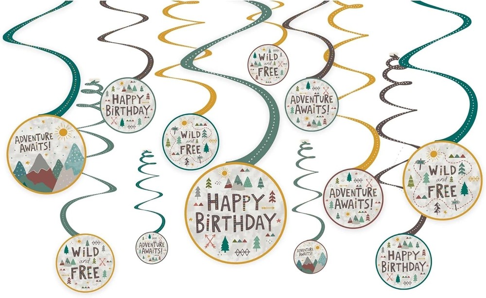 Wilderness Adventure Outdoors Camping Birthday Party Hanging Swirl Decorations