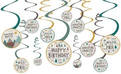 Wilderness Adventure Outdoors Camping Birthday Party Hanging Swirl Decorations