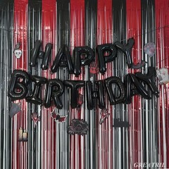 Black Red Party Streamers Backdrop – Foil Fringe Tinsel for Stranger/Friday P…