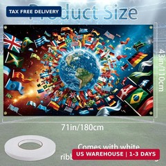 World Cup Backdrop 2026 43×71 Inches Multiple Flags Design Backdrop Stadium Atmo