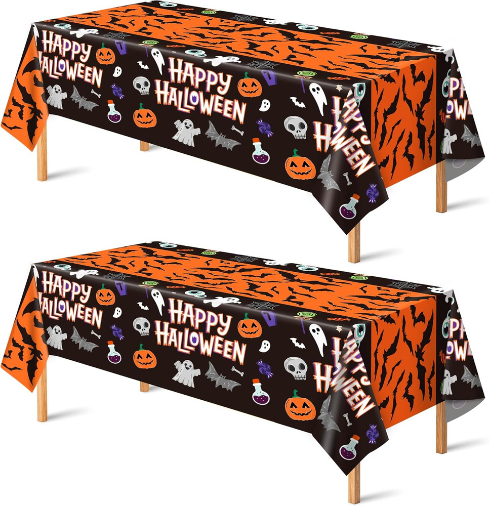 Halloween Decorations – 2 Pack Plastic Tablecloth for Halloween Party Decoration