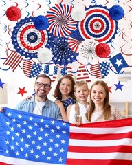 Recyclable 4th of July Decorations Set: 26pcs Love Banner & Hanging Decor