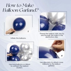 147pcs Navy Blue and Silver Balloon Garland Arch Kit, 18 12 10 5 inch Royal B…