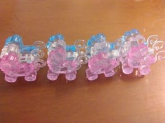 Flat Strollers Deco Charms Set of 12 (4) of each: Pink Blue & Clear-All See Thru