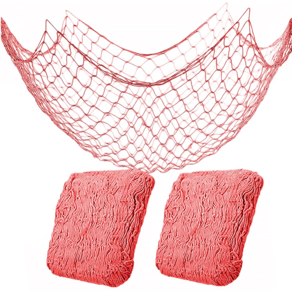 2Pcs Fish Net Nautical Themed Decorative Party Fishing Net for Beach Party Decor