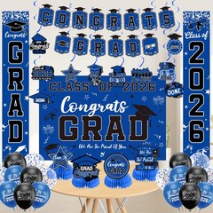 Graduation Decorations 2026 Blue Set, Congrats 60 inches x 40 inches,