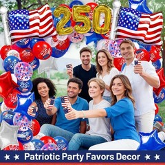 104 PCS Red White and Blue Balloon Garland Arch Kit, 4th of July Balloon Arch Ki