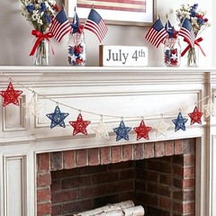 18 Pcs 4th of July Decorations Patriotic Rattan Star Decor Red White and Blue…