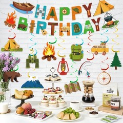 25Pcs Camping Party Decorations, Camping Party Decorations with Camping Happy…