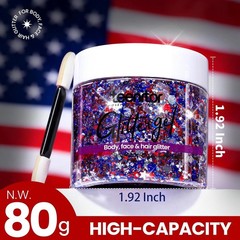 Mesmerizing 80g Red White and Blue Face Glitter Gel for Independence Day Fun