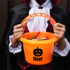 Personalised Halloween Bucket Decal Spooky Halloween Trick or Treat Name Sticker