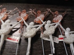 10 Pcs Ashland Christmas Holiday Pick 5 Pink 5 White Glitter Ballerina New