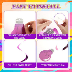 48 Pack VBS 2026 Light Bulb Hanging Swirls Decorations Colorful Paper Spiral Str