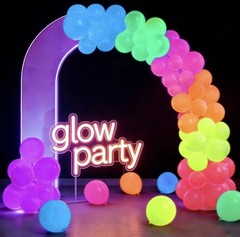 120~Mega-L Glow in the Dark Party Supplies, UV Neon Balloons, 12″ round Mult