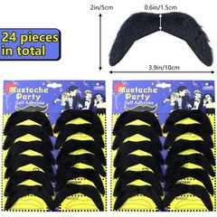 24 Pcs Self Adhesive Fake Black Mustache Novelty Black Plush Mustaches Hairy …